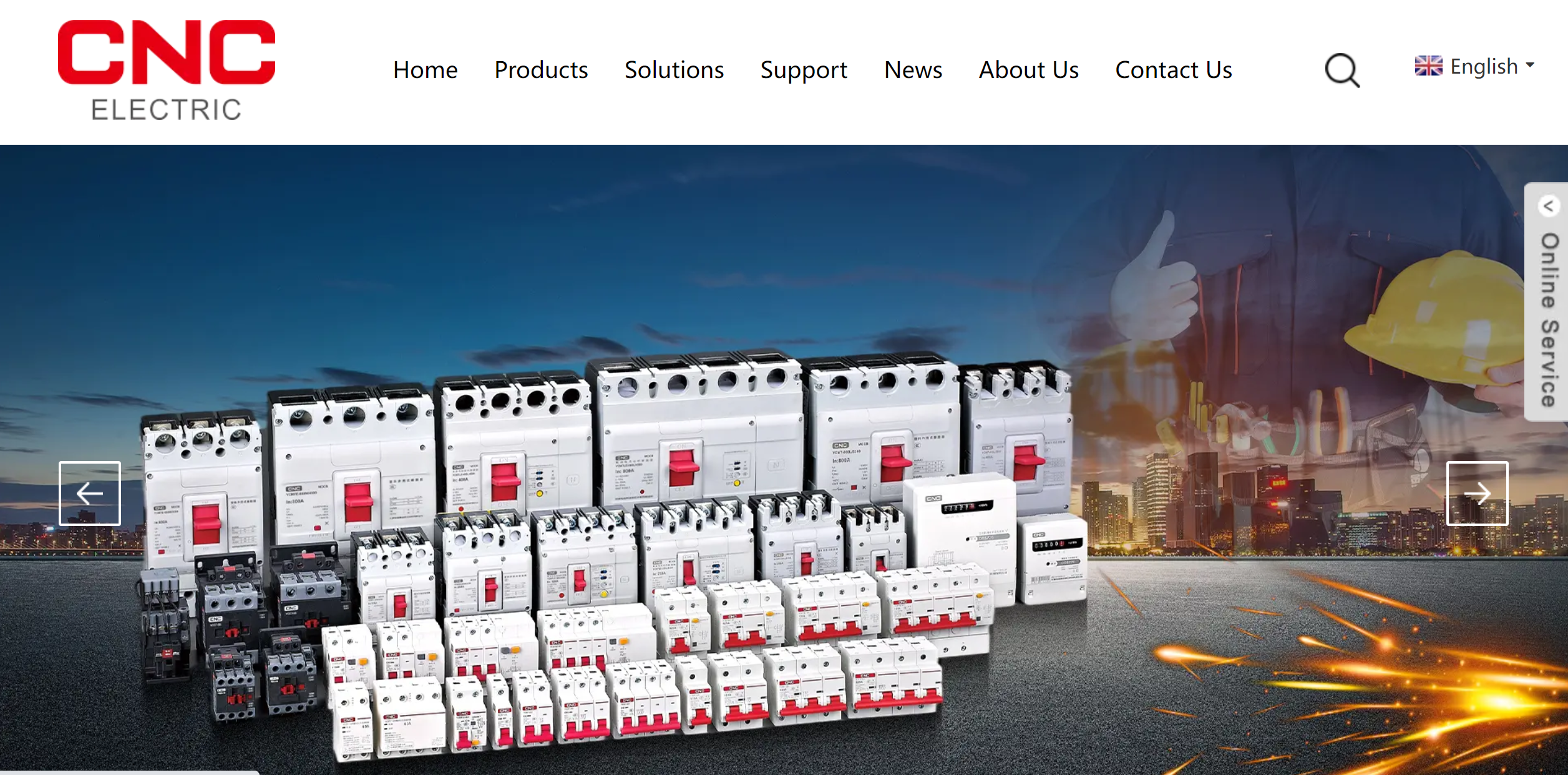 An array of CNC Electric industrial and residential switches