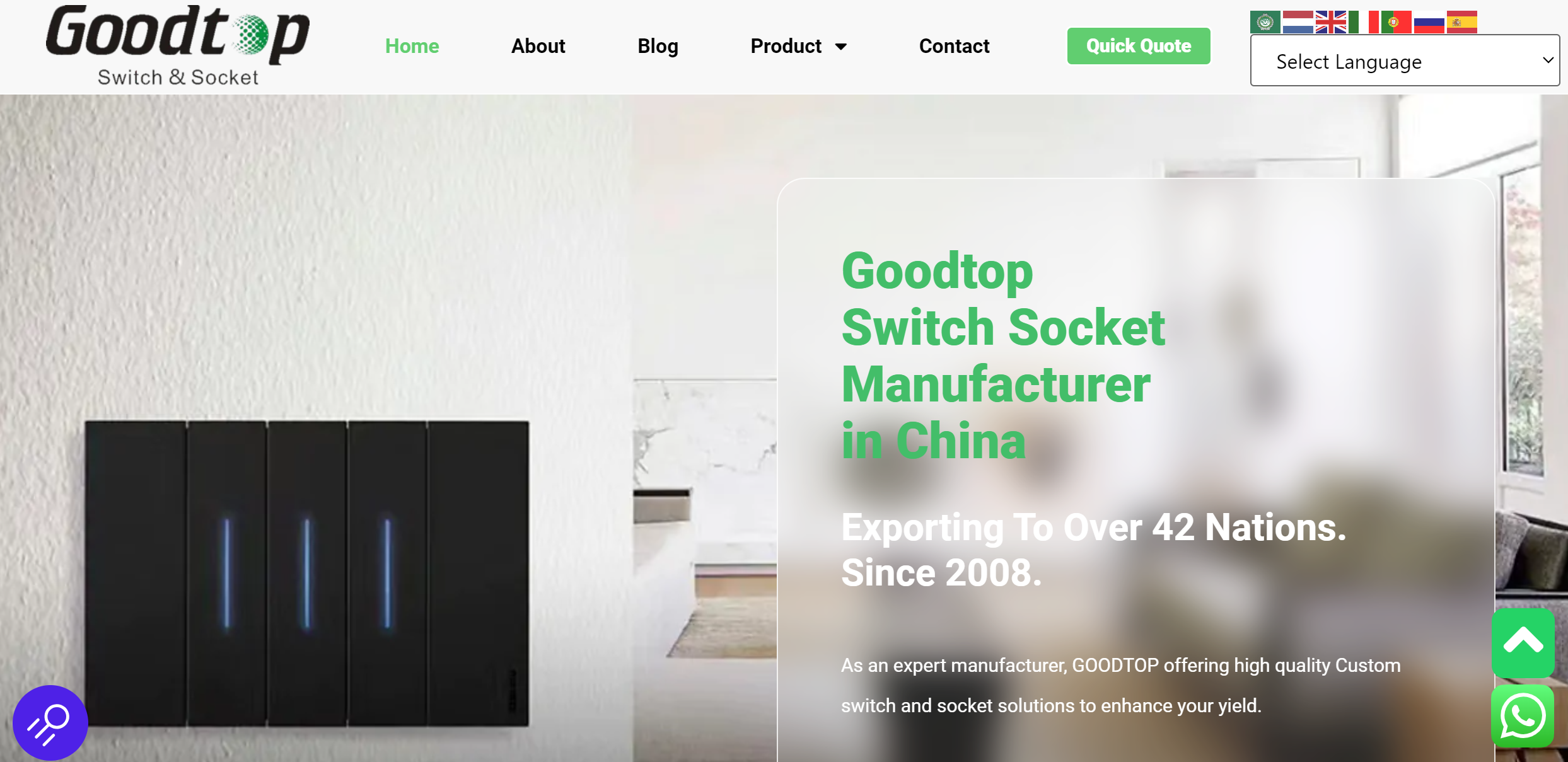 GOODTOP's modern production line for light switches and electrical sockets